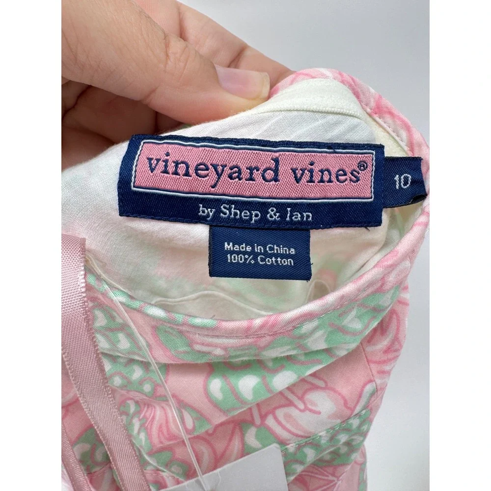 Vineyard Vines Lizzie Dress Womens 10 NWT Pink‎ Pineapple Smoothie Halter Cotton